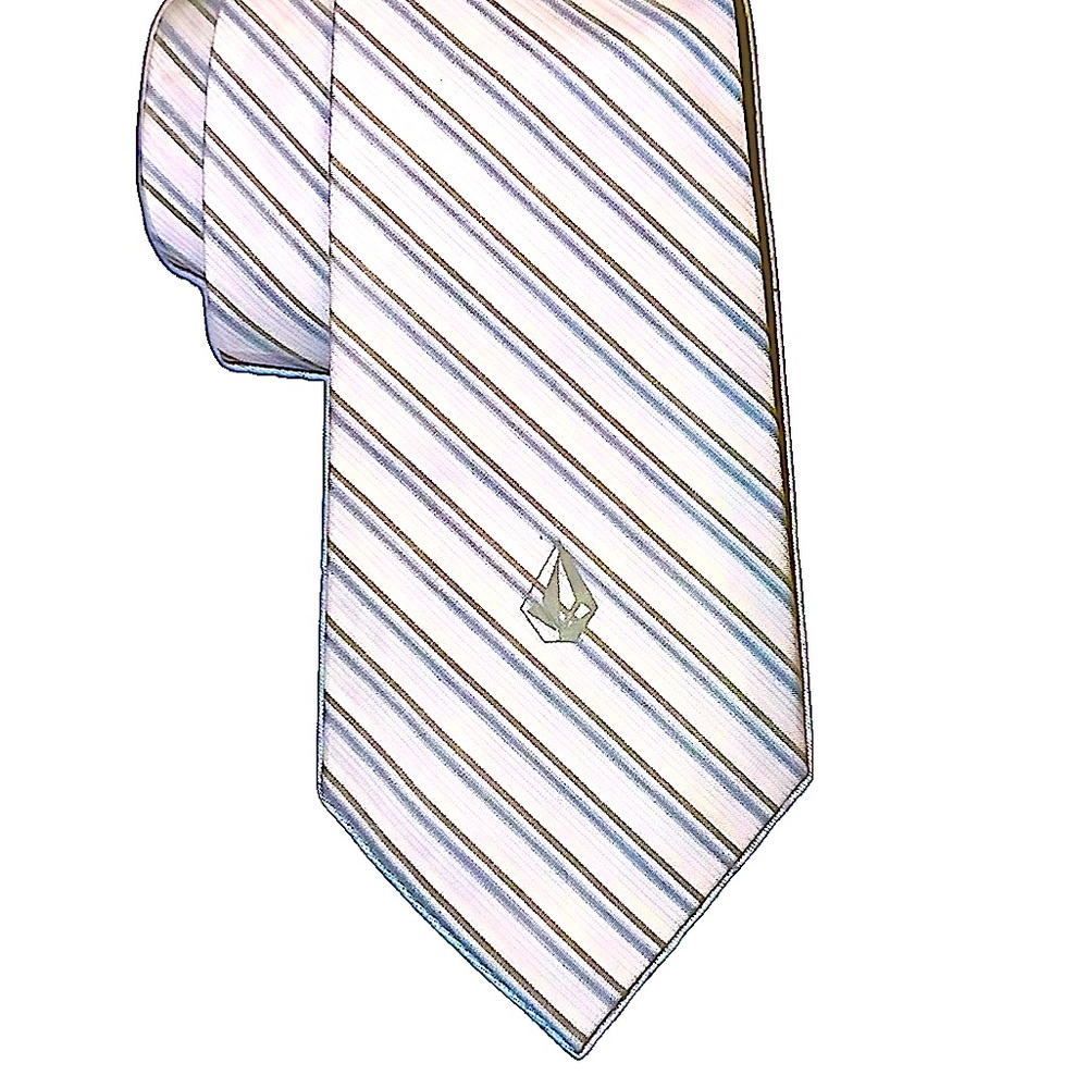 Volcom - Tan & Light Blue Stripe Tie - Cream / Ultra-Light Gray